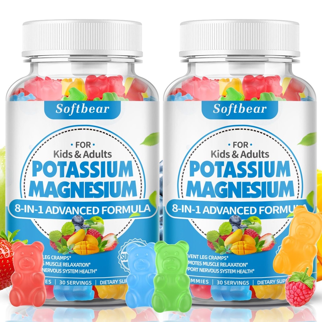 softbear Sugar Free Potassium Magnesium Gummies for Adults Kids High Absorpti...