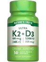 Vitamin K2 mk7 with D3 Supplement | 50 Softgels | Non-GMO | by Nature's Truth