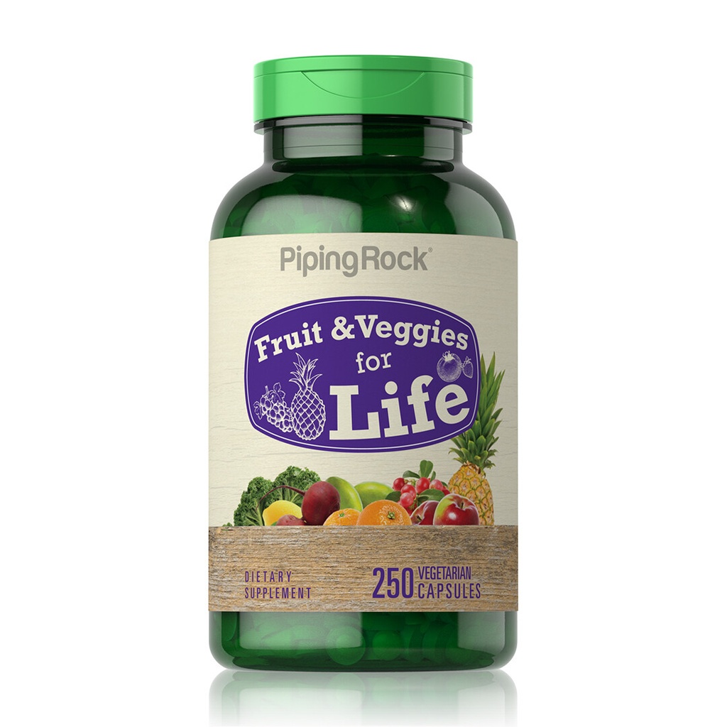 Fruits and Veggies Supplement | 250 Capsules | Non-GMO | by Piping Rock