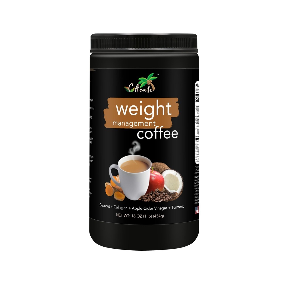 CAcafe Weight Management Coffee, contains ACV, Coconut, Collagen, Turmeric 16OZ