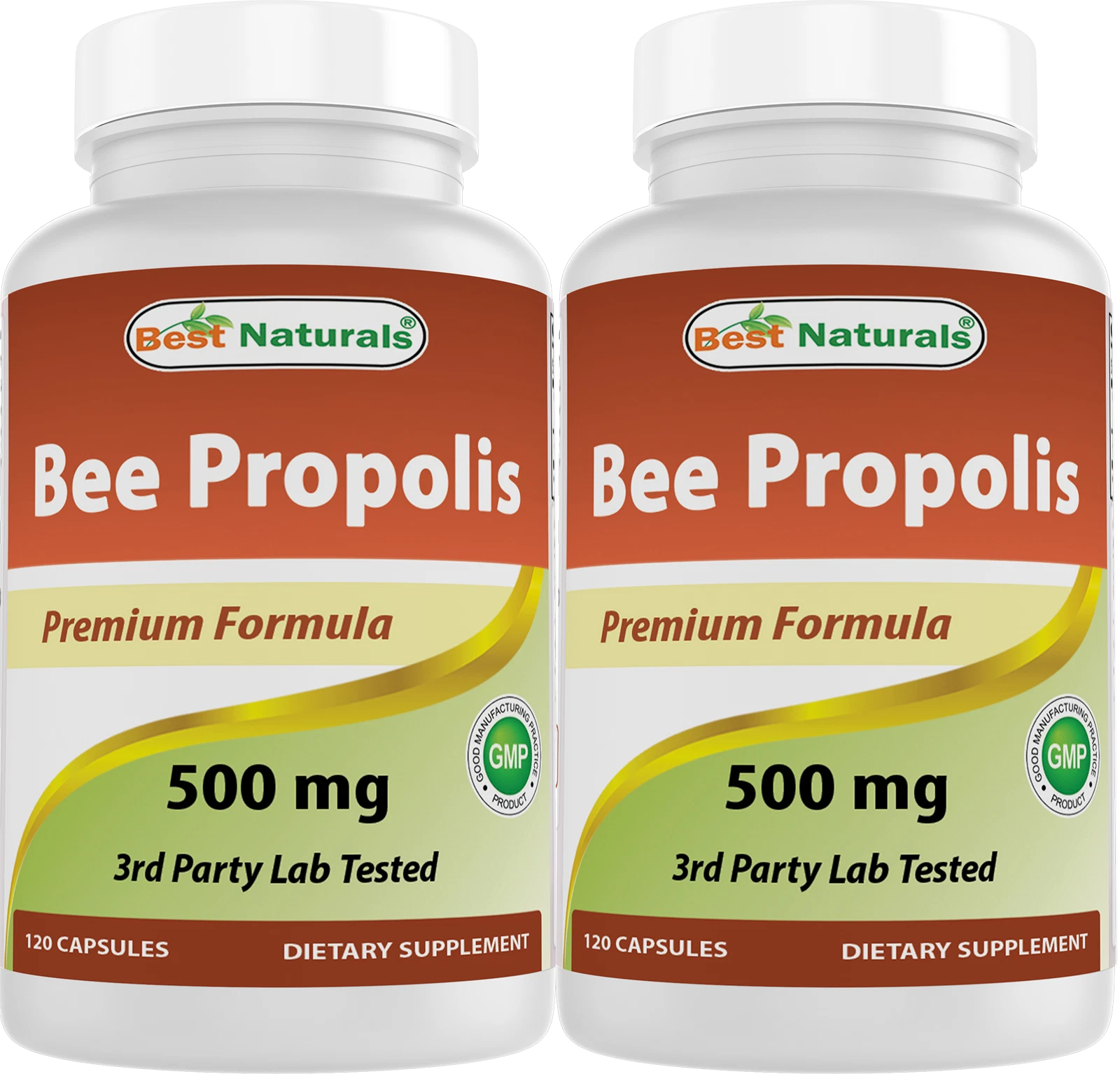 2 Pack Best Naturals Bee Propolis 500 mg 120 Capsules