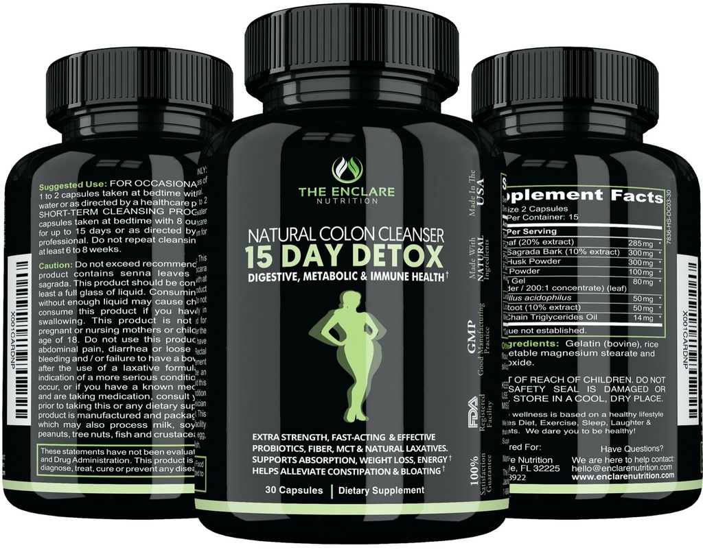 Enclare Nutrition Colon Cleanse Detox For Weight Loss Diet Bloating Constipation