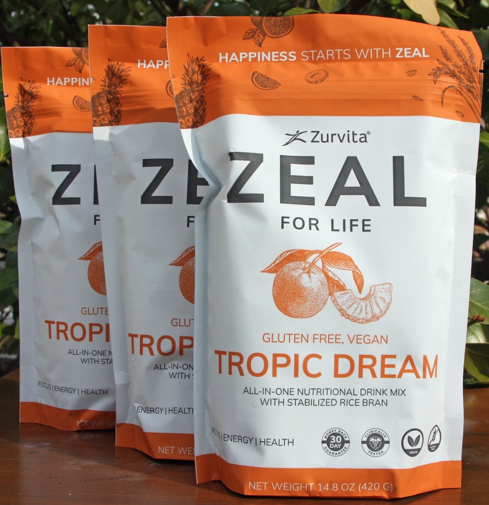 *3-Pack* Zurvita Zeal 30-Day Wellness Bag, Gluten Free Vegan Tropic Dream