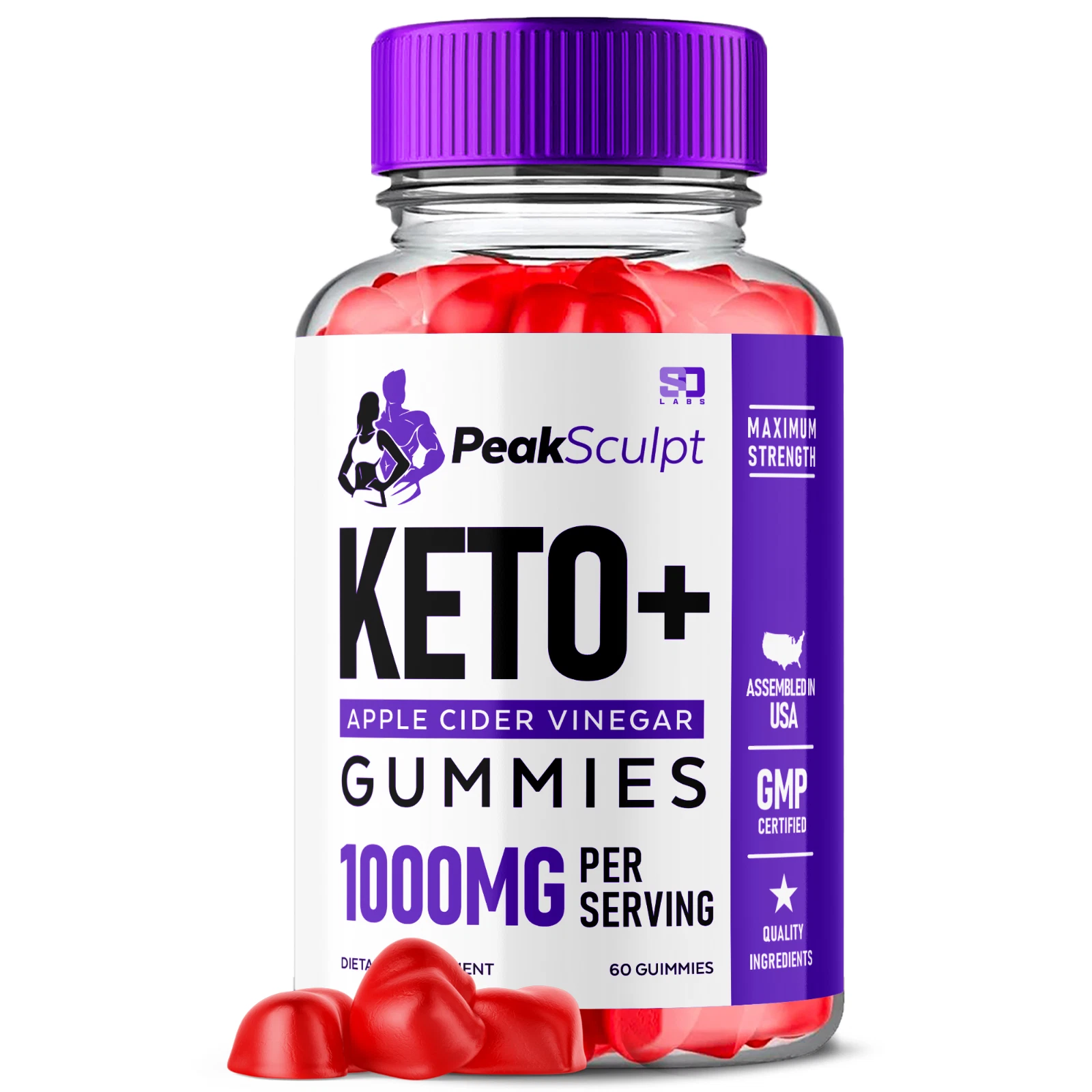 Peak Sculpt Keto ACV Gummies 1000MG Maximum Strength Formula 60 Gummies