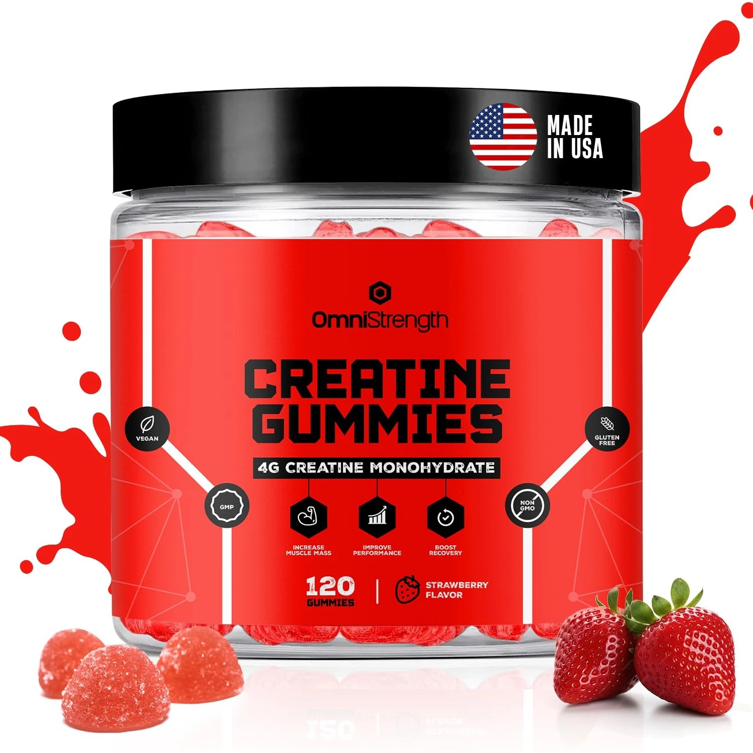Creatine Monohydrate Gummies - 4g Creatine Monohydrate per Serving - Vegan