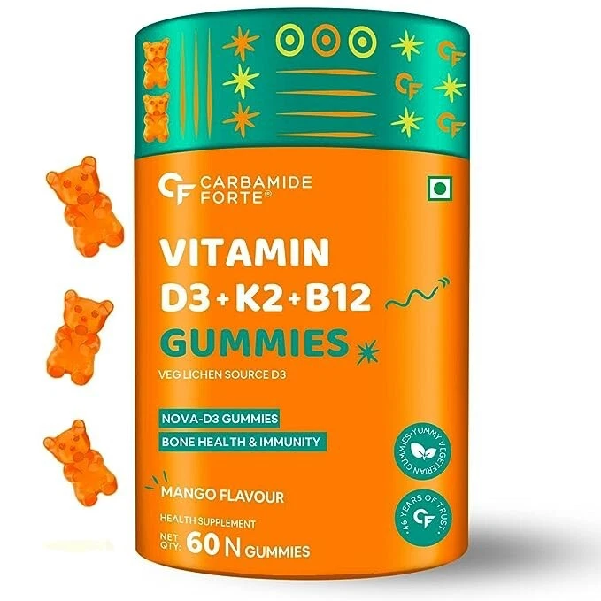 Carbamide Forte Vitamin D3 K2 B12 - Gummies for Women, Men & Kids - 60 Gummies