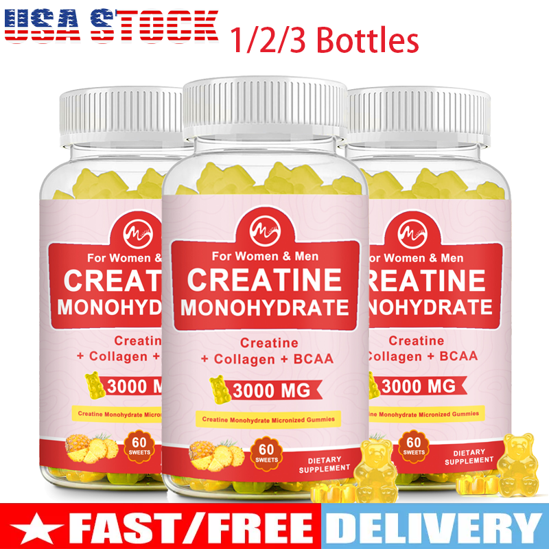 Creatine Monohydrate Gummies 3000mg Strength Energy Muscle Health For Women Men