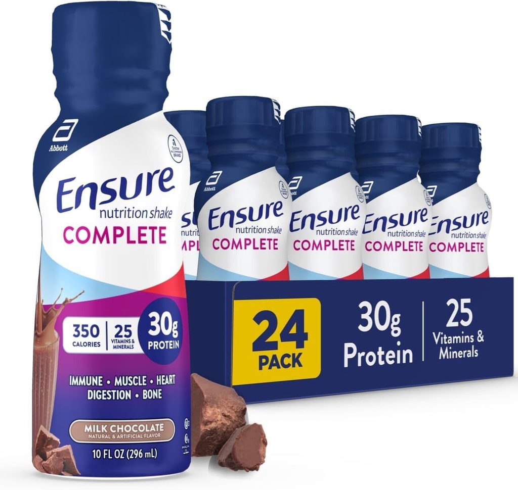 (24 Pack) Ensure COMPLETE Chocolate Nutrition Shake, Meal Replacement, 10 Fl Oz