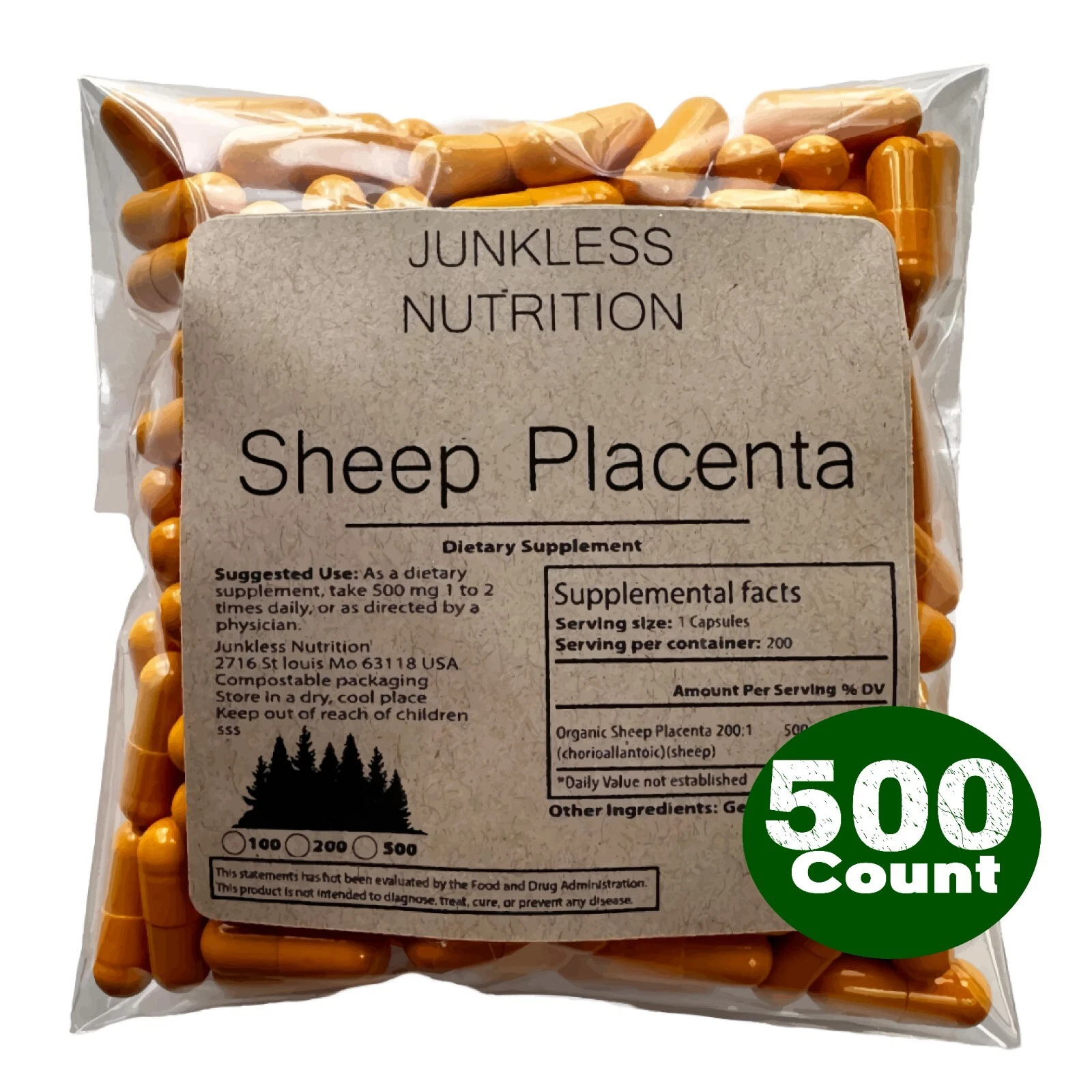 SWEDISH Sheep Placenta Supplement 500mg - 100:1 Potency