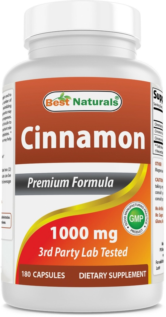 Best Naturals Cinnamon 1000 mg with Chromium 200 mcg 180 Capsules