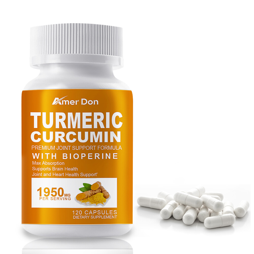Turmeric Curcumin Highest Potency 1950mg - BioPerine Black Pepper Extract 30-120