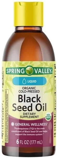 Organic Cold-Pressed Black Seed Oil Spring Valley Liquid Dietary Supplement 6 oz