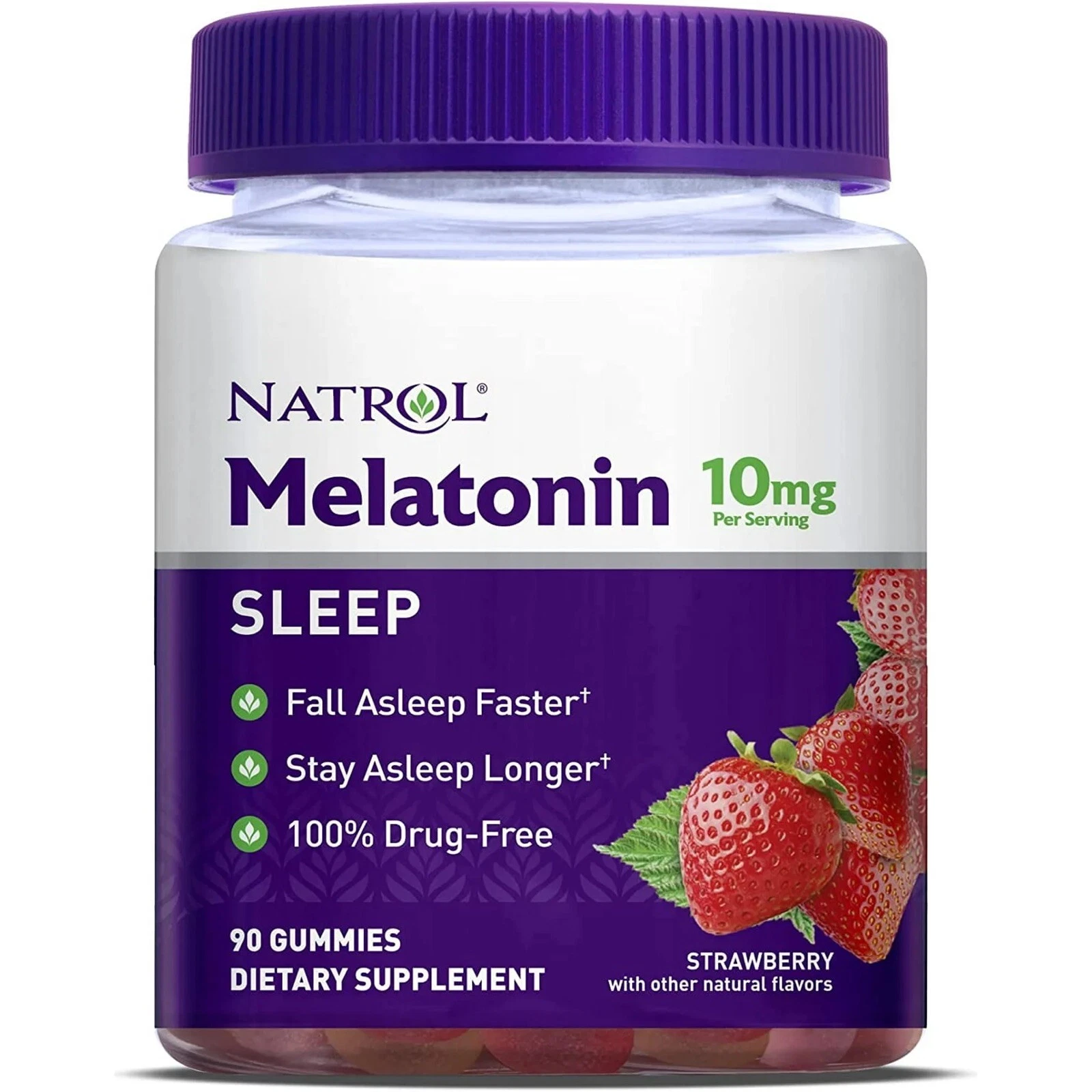 Natrol Melatonin 10mg Gummies - Sleep Aid, Non-GMO, Vegetarian, Strawberry (90)