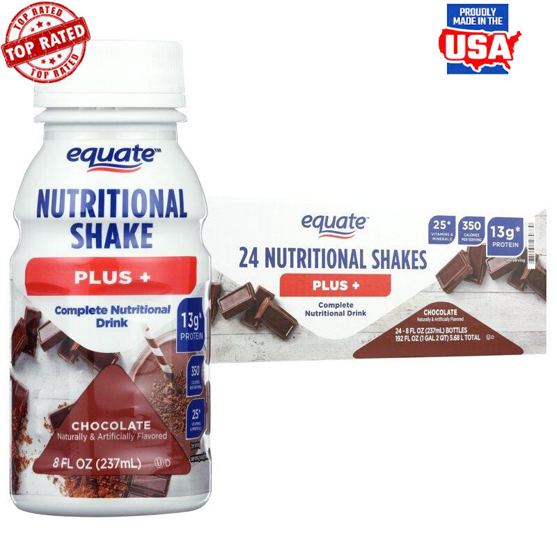 Nutritional Shake Chocolate Plus 24 Pack 8oz Protein Calcium Gluten Free Shake