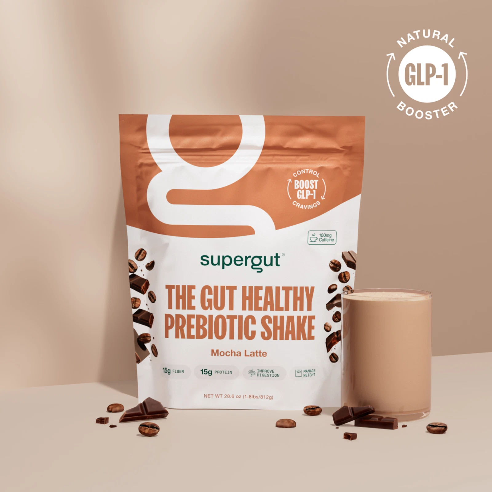 Supergut The Gut Healthy Prebiotic Shake Mocha Latte 14 Servings, Exp 11/25