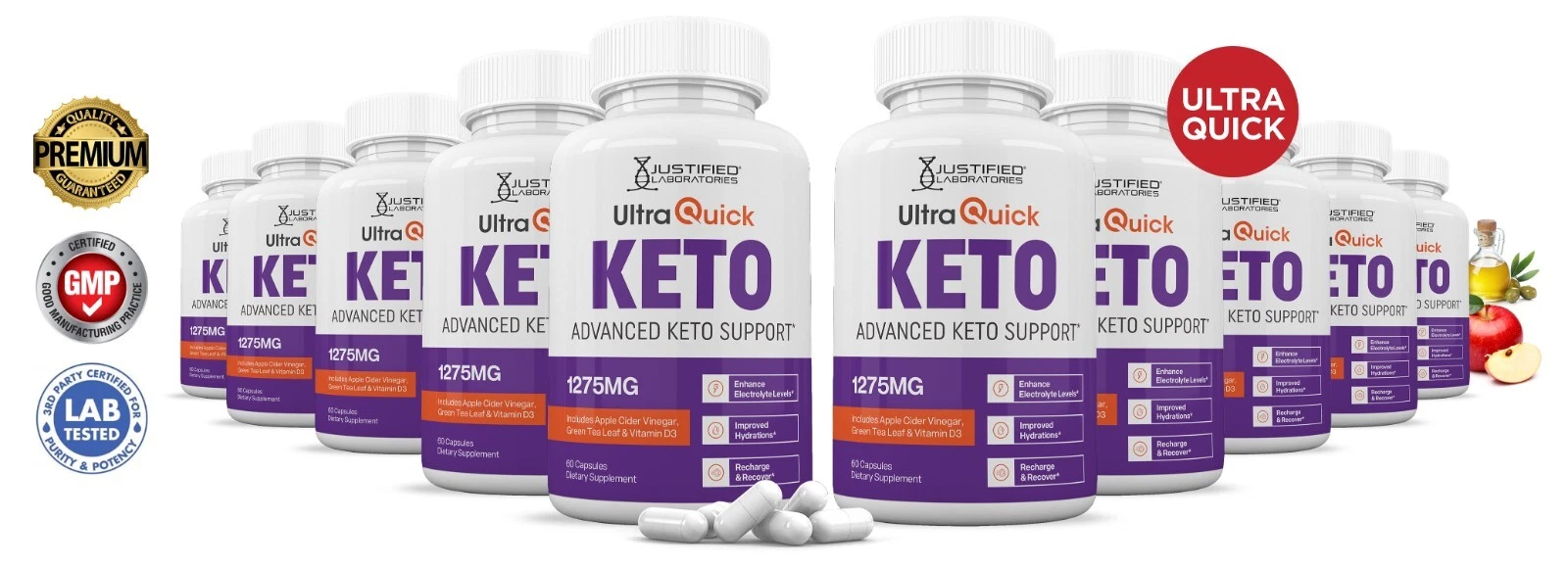 Ultra Quick Keto ACV Pills 1275 MG Stronger Than Gummies Keto Support 10Bottle