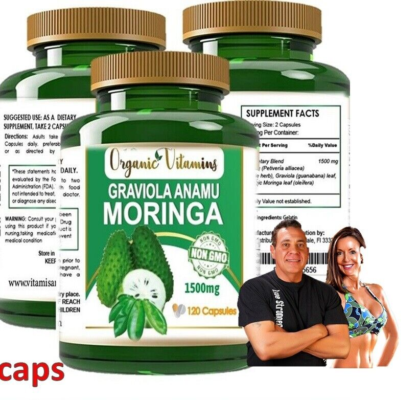 MORINGA ANAMU GRAVIOLA Extract Supplement 120 Caps Immunity, Vitality Support