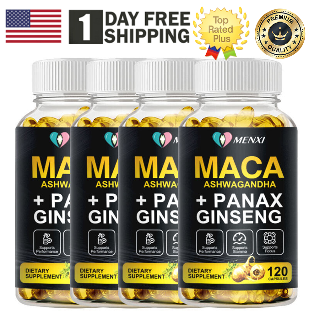 Organic Maca Root + Panax Ginseng 12000mg, Peruvian Maca Extract for Men & Women