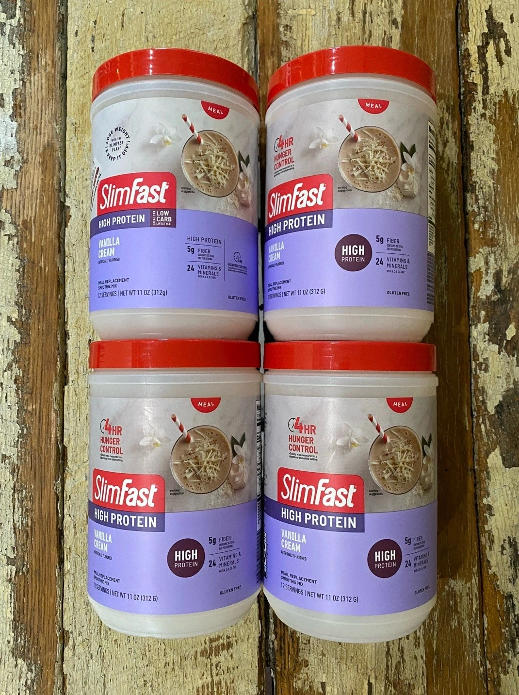 4-Pack SlimFast High Protein Meal Replacement Smoothie Mix French Vanilla 11oz