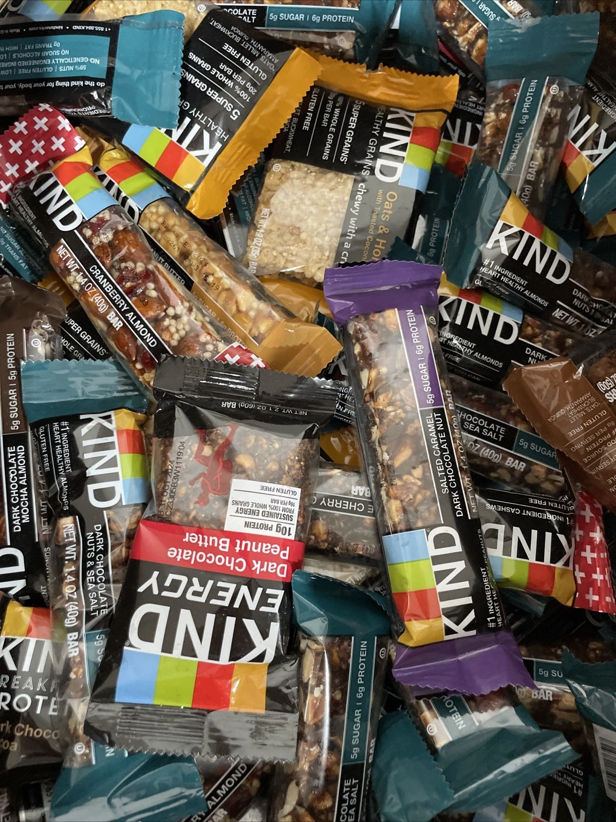 70 Random Assorted KIND BARS- 6-8g Protein