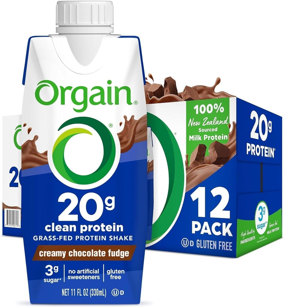 Orgain 20g Clean Protein Shake, Creamy Chocolate Fudge EXP 09/14/25, 11 fl oz