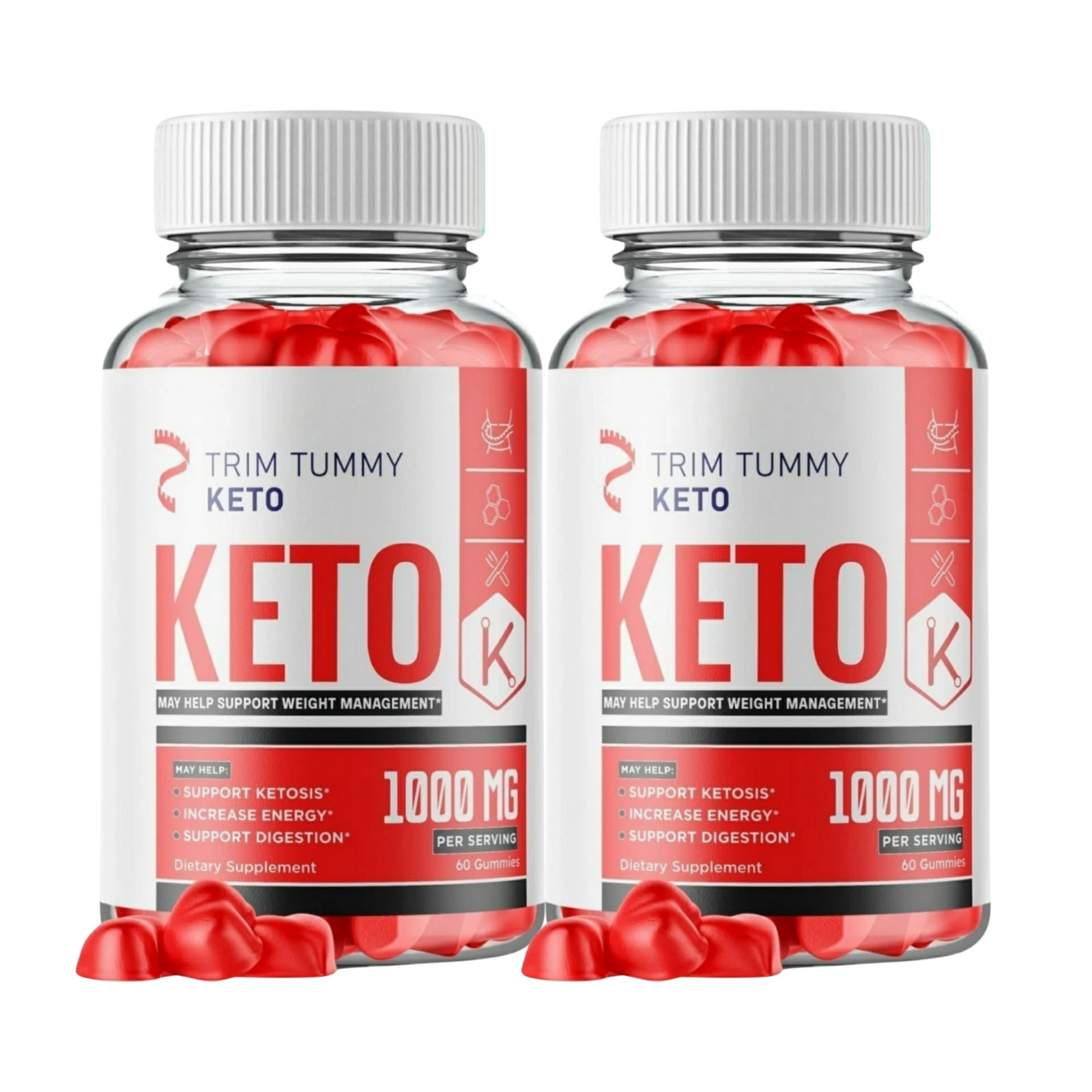 2-Pack Trim Tummy Keto Gummies - Trim Tummy Keto ACV Gummies - 120 Gummies