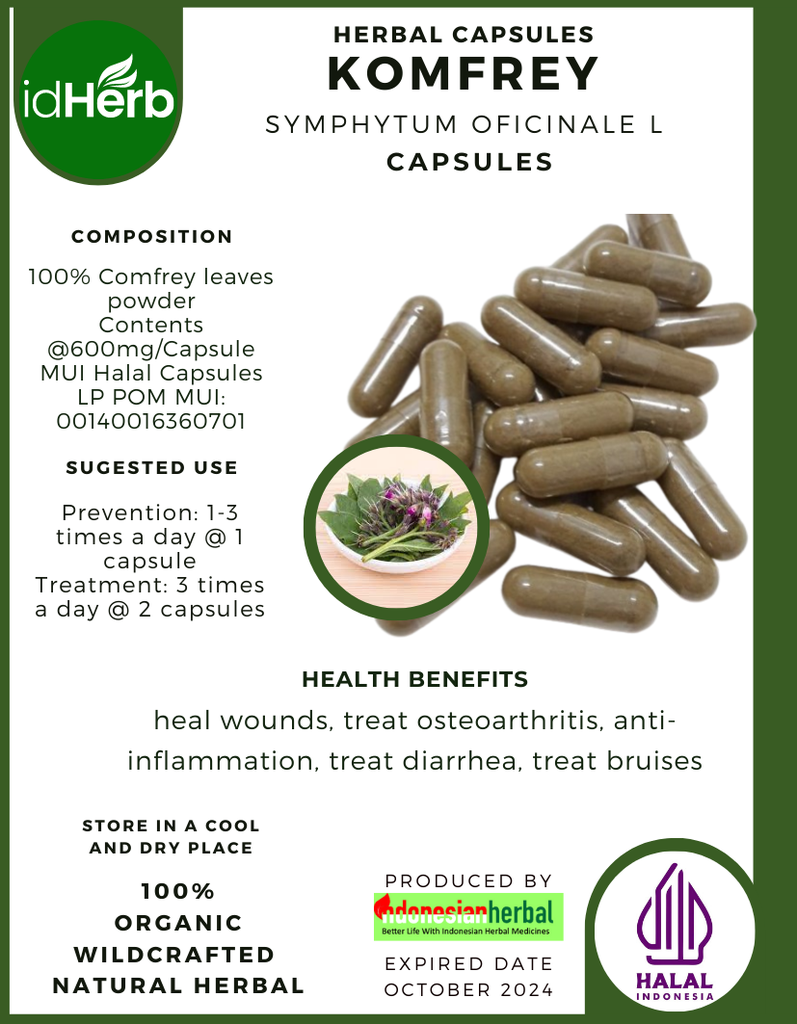 [idHerb] CAPSULES COMFREY - SYMPHYTUM OFICINALE L NATURAL ORGANIC HERBAL FRESH