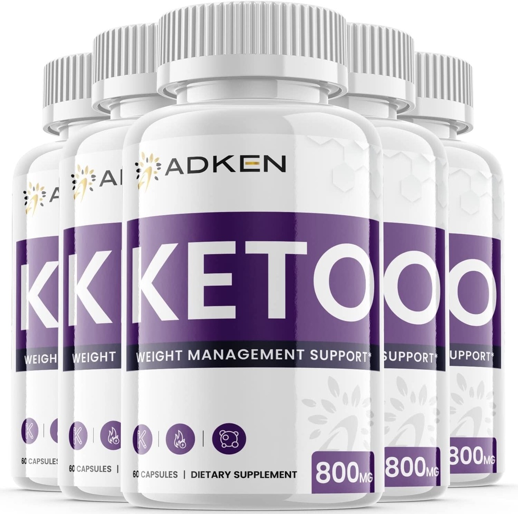 (5 Pack) Adken Keto Pills - Support Weight Loss & Fat Burn, Vegan - 300 Capsules