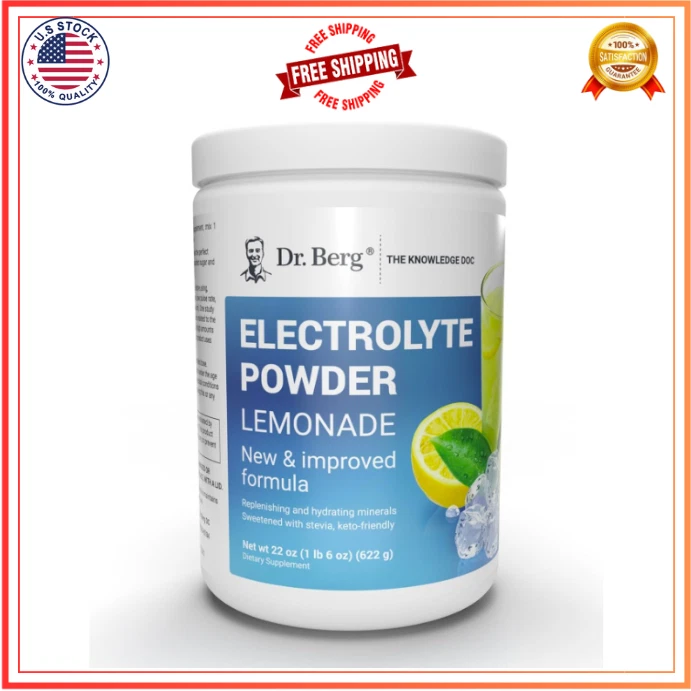 Dr. Bergs Electrolyte Powder Raspberry & Lemon Flavor - 100 Servings