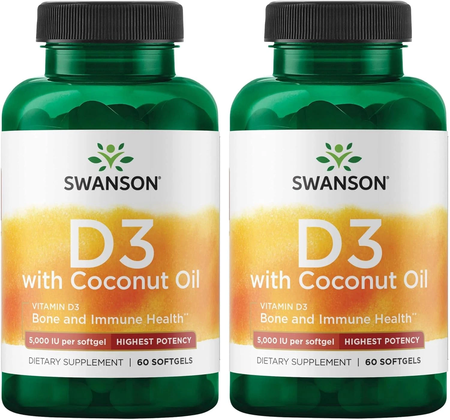 High Potency Vitamin D-3 W/Coconut - Natural Supplement Promoting Bone Health...