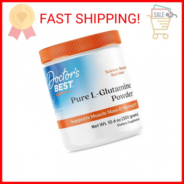 Doctors Best Pure L-Glutamine Powder, Supports Muscle Mass & Strength, Non-GMO,