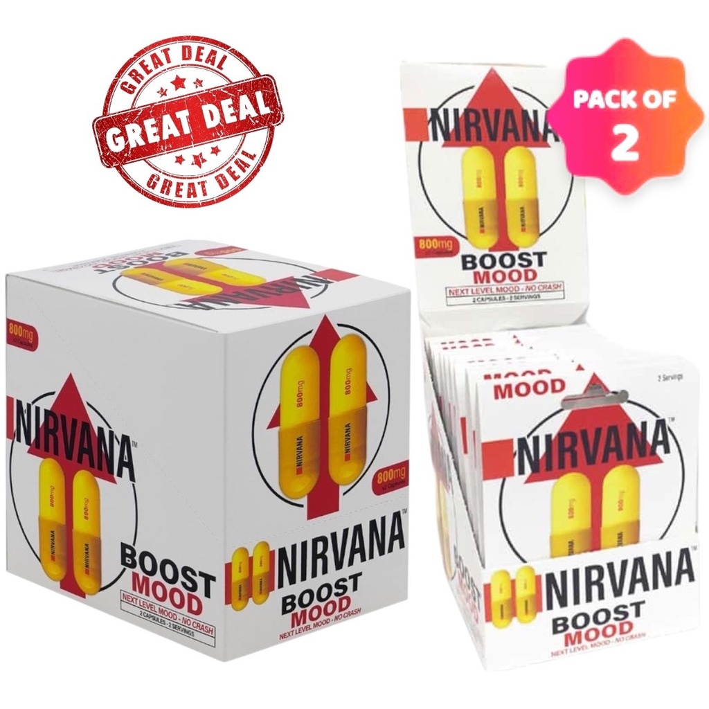 Nirvana Boost Next Level Mood - No Crash 800mg 24 Caps 2 Boxes