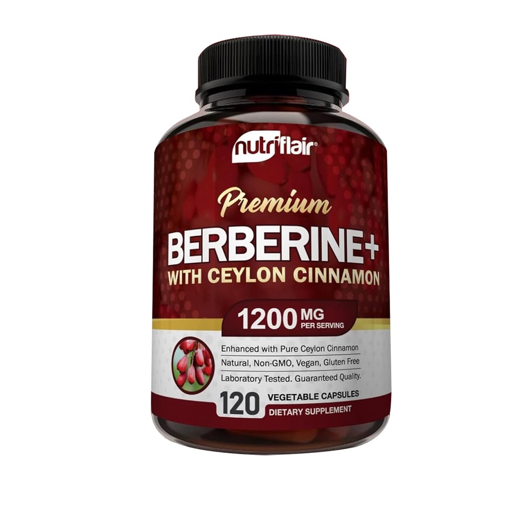 NutriFlair Premium Berberine with Ceylon Cinnamon - Heart and Cholesterol Health