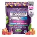 Natural Mushroom Supplement Gummies Ashwagandha Shiitake 80 Counts Fruit Flavor