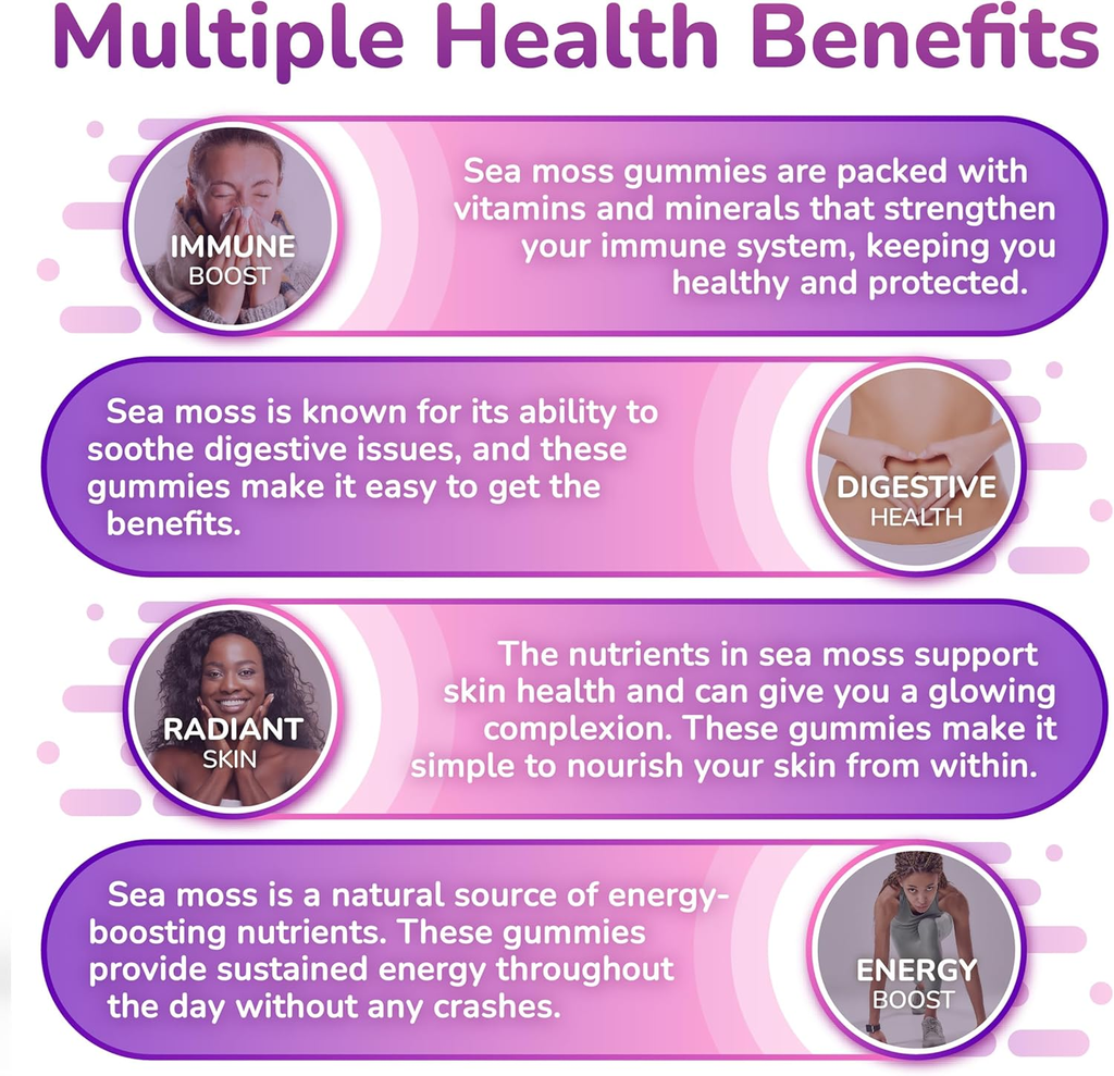 Sea Moss Elderberry Gummies with Magnesium, Burdock Root and Bladderwrack - I...