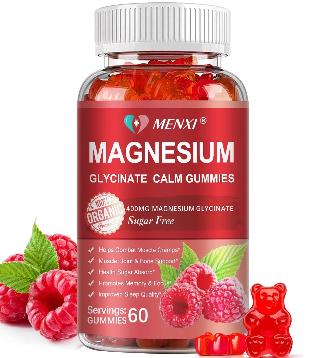 Magnesium Gummies 600mg per Serving-Magnesium Glycinate 400mg and Magnesium Mala