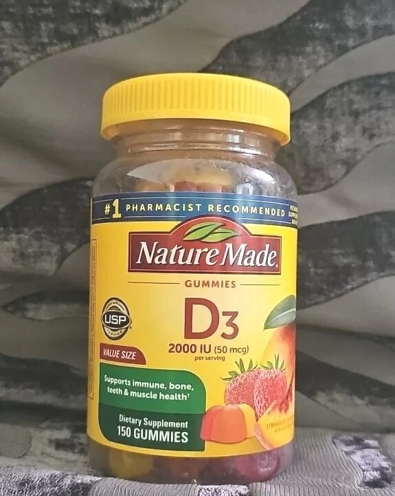 Nature Made Vitamin D3 2000 IU 50mcg Bone Teeth 150 Gummies