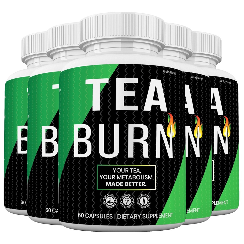 (5 Pack) Tea Burn, Powerful Formula, Effective for Women and Men.