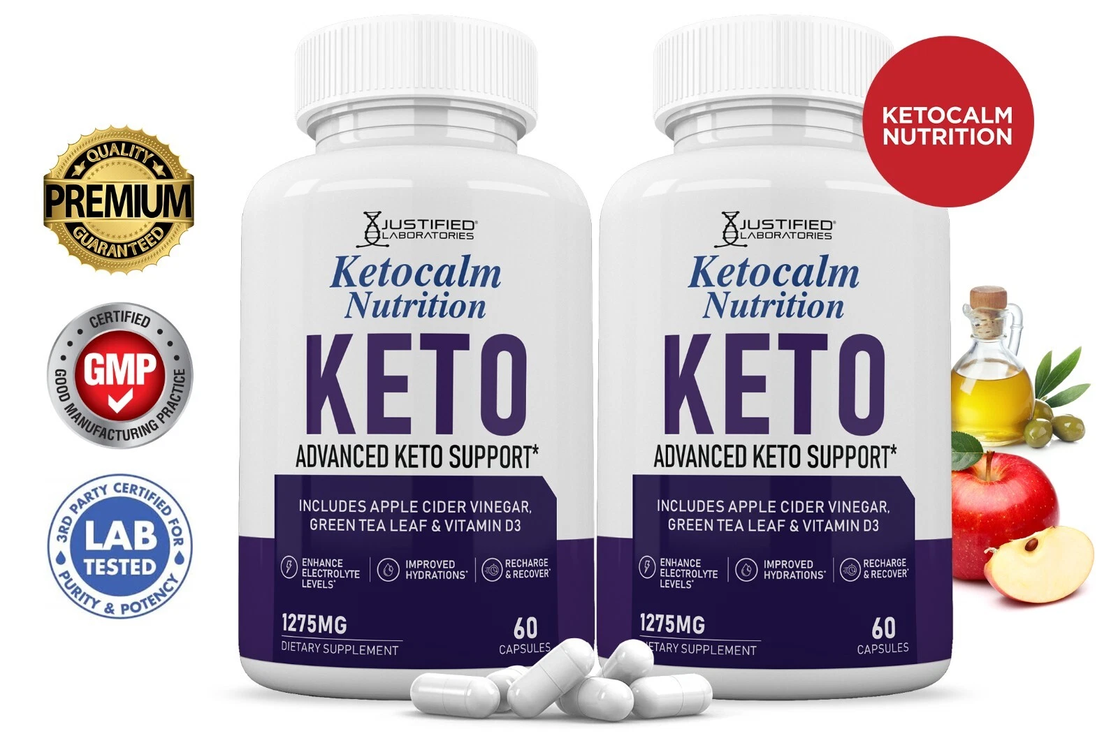 Keto Calm ACV Pills 1275 MG Stronger Than Gummies Keto Support 2 Bottles