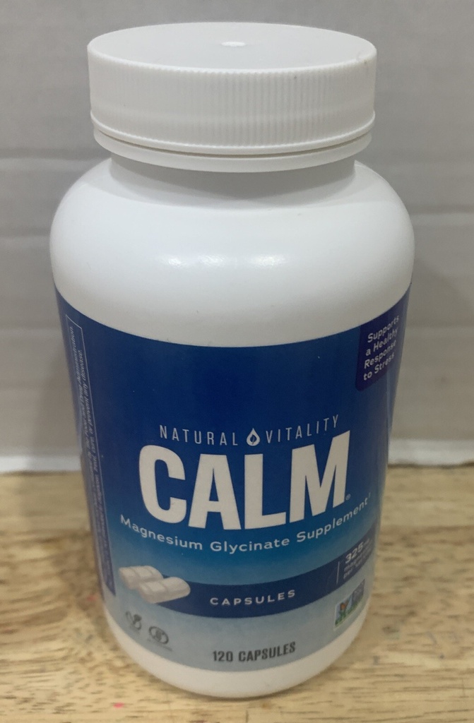 Natural Vitality Calm Magnesium Glycinate 120 Capsules EXP 8/31/2025