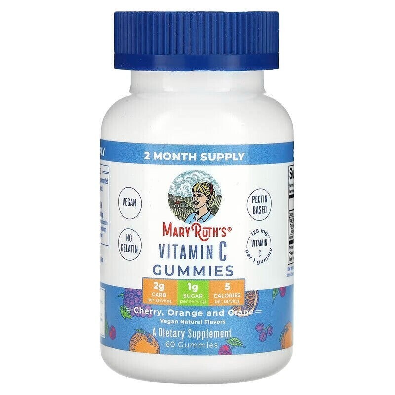Mary Ruth's Vitamin C Gummies Cherry Orange Grape - 60 Vegan Gummies