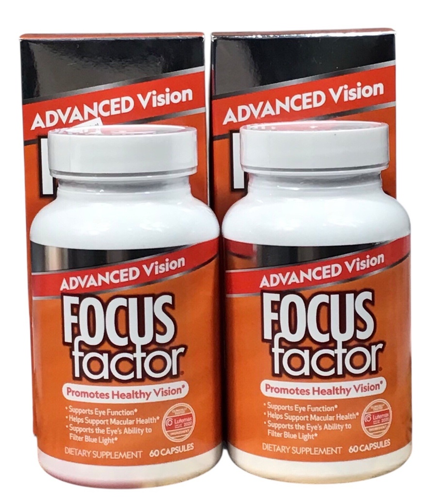 2 Focus Factor Advanced Vision 60 Capsules Each Healthy Vision 05/2025+