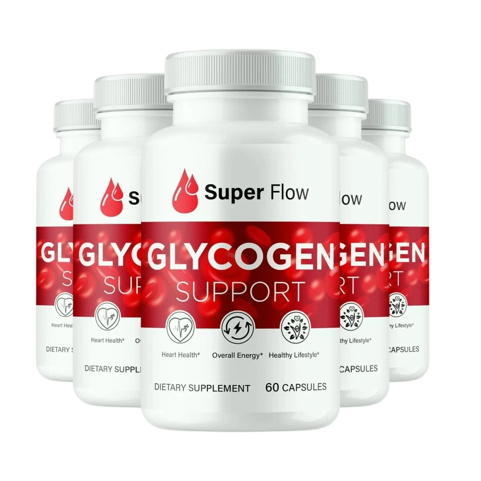 5-Pack Super Flow Glyco Optimizer, SuperFlow Glycogen Support - 300 Capsules