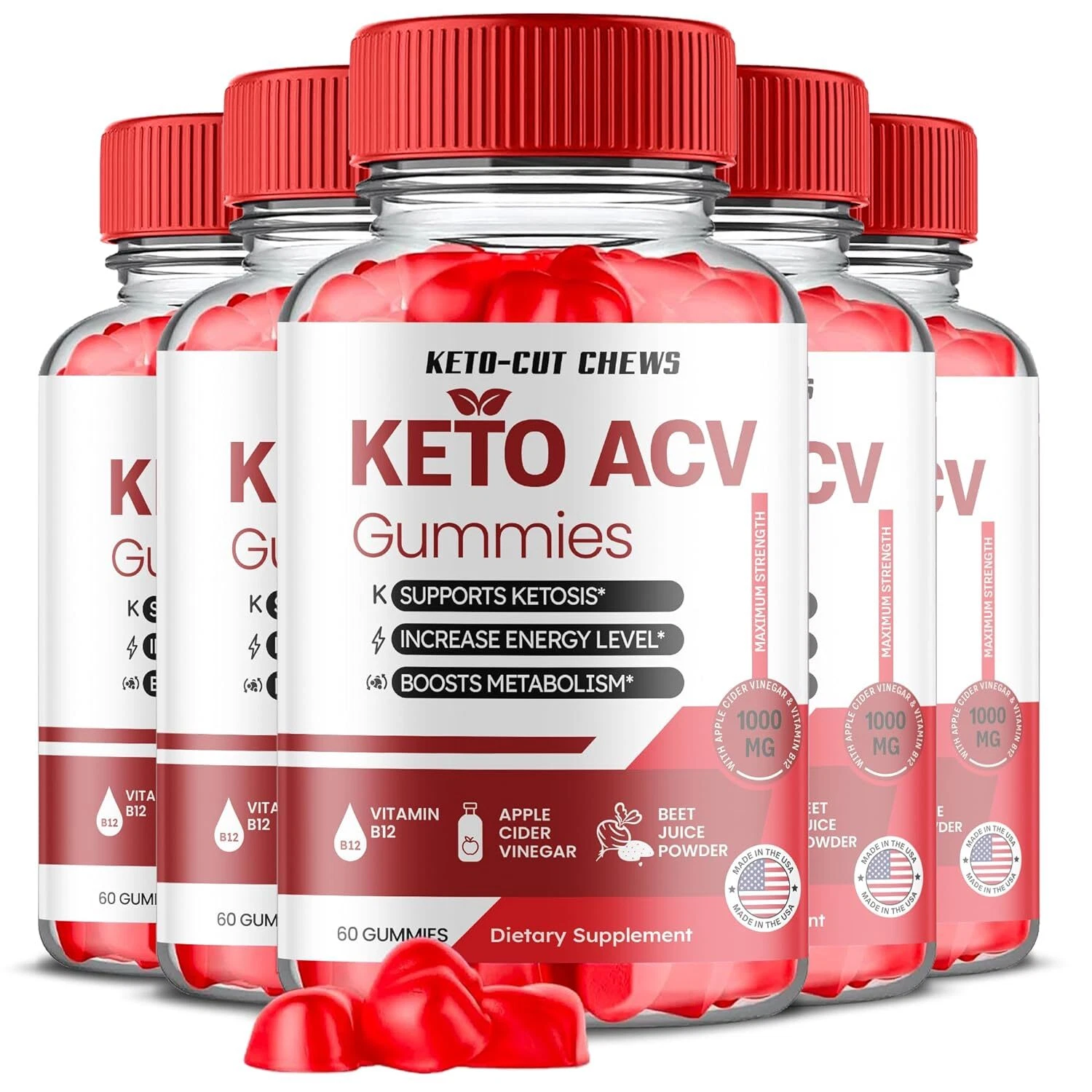 Keto Cut Chews Gummies - Keto Cut Chews ACV Gummys Weight Loss ORIGINAL - 5 Pack