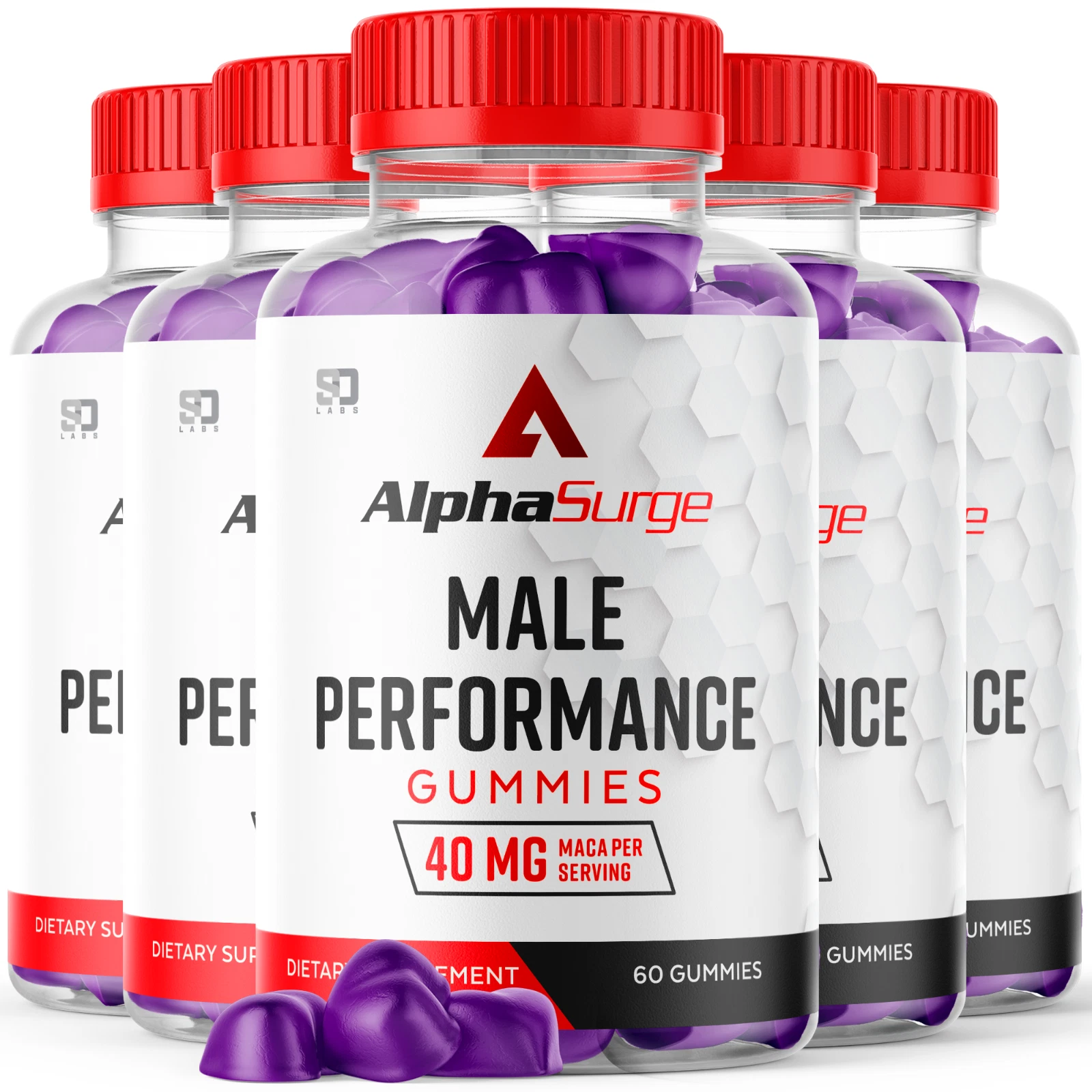 (5 Pack) Alpha Surge for Men, AlphaSurge Male Performance Support 300 Gummies