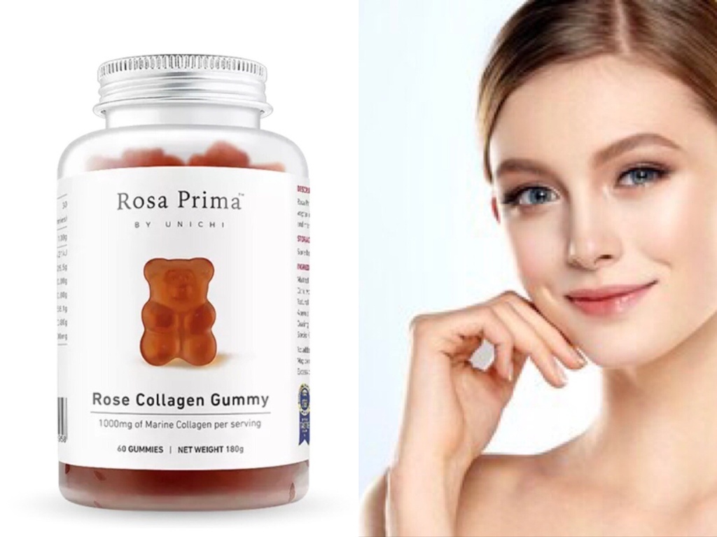 UNICHI Rose Collagen Gummy 60 Gummies Reduce fine lines Fight Skin Aging