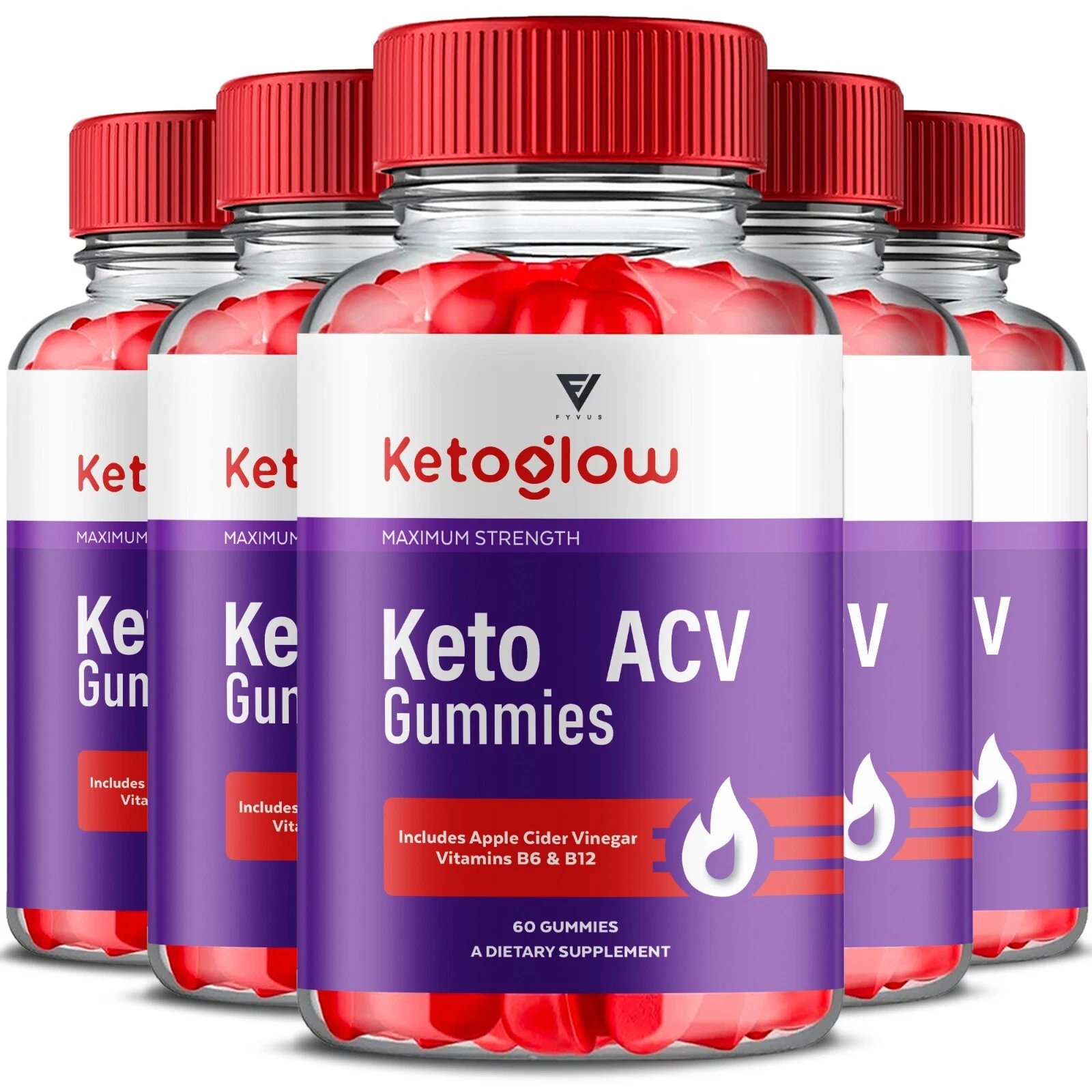 (5 Pack) Keto Glow Gummies Keto Glo Advanced Formula Supplement (300 Gummies)