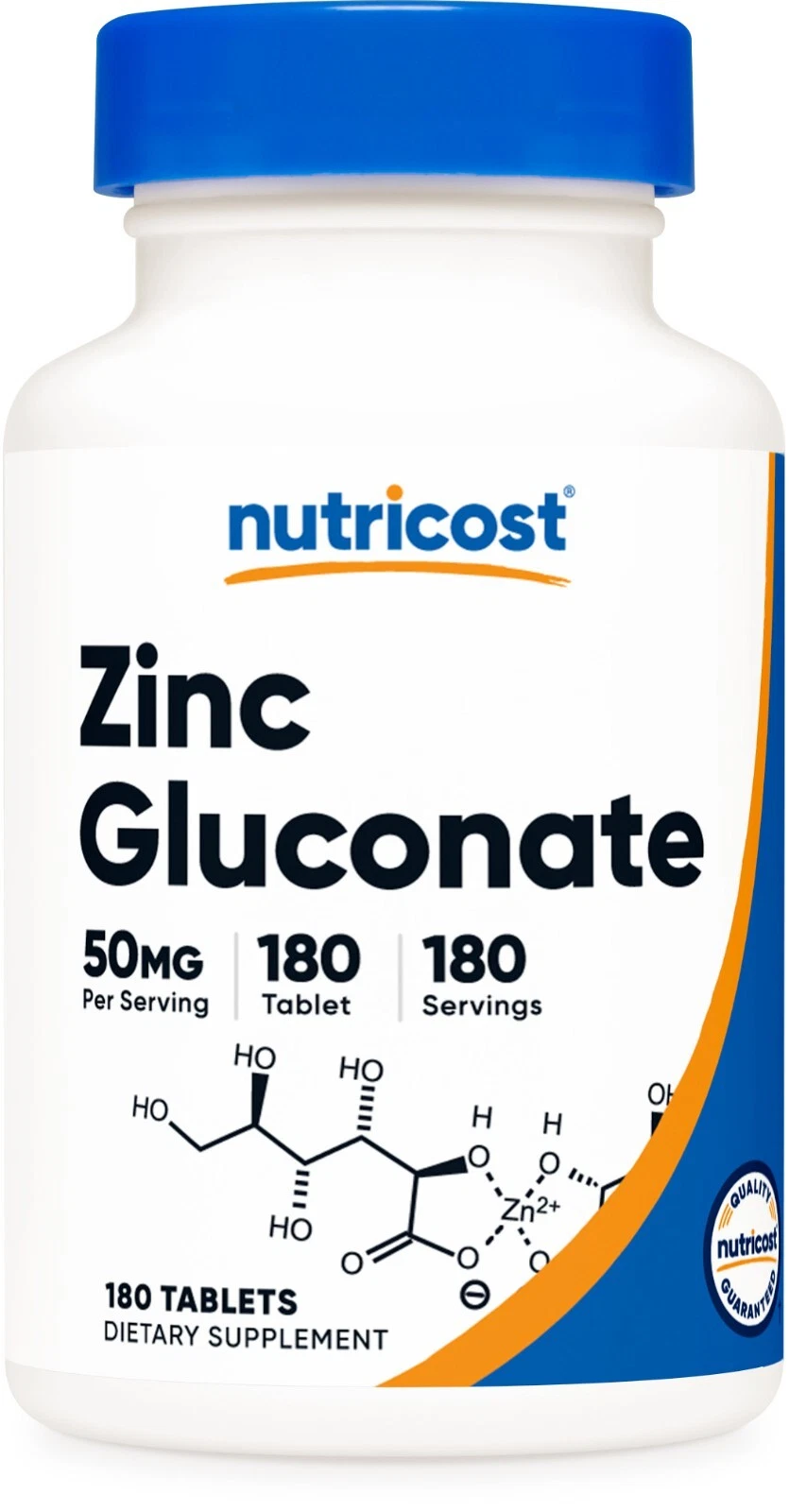 Nutricost Zinc Gluconate 50mg, 180 Tablets - Non GMO