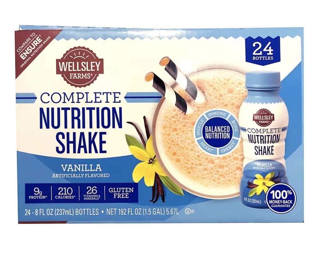 Wellsley Farms Complete Adult Nutrition Shake Vanilla, 24 ct./8 oz.