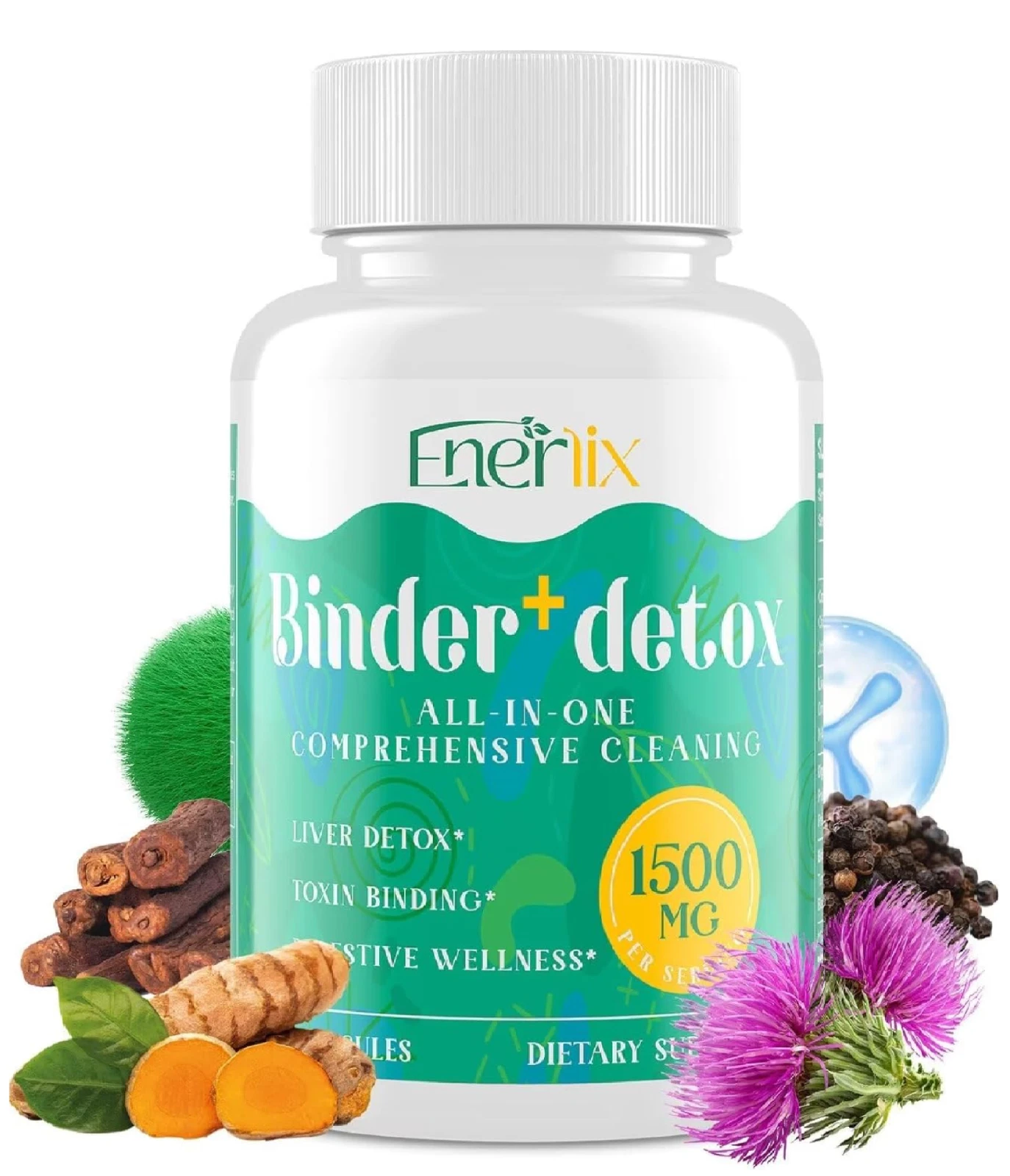 15-in-1 Detox Binder, Activated Charcoal, Zeolite & Bentonite Clay, Chlorella, 1